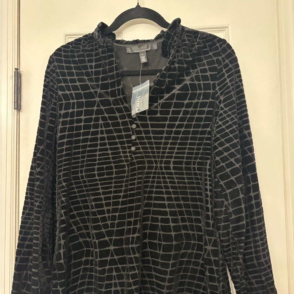 White House Black Market Elegant Black Velvet Top